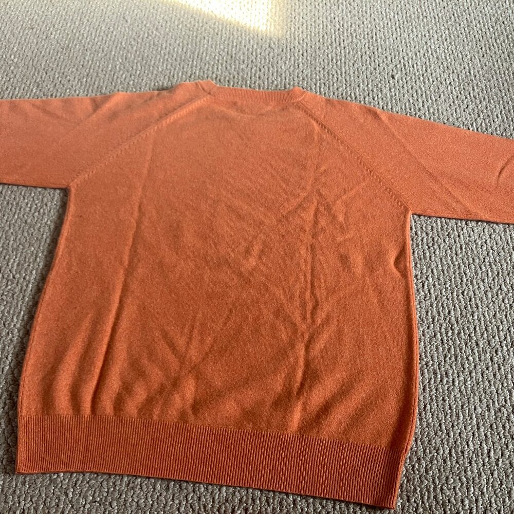 Giasone Italian 100% Cashmere Orange Sweater Crew Neck 2 ply Large - Picture 6 of 6